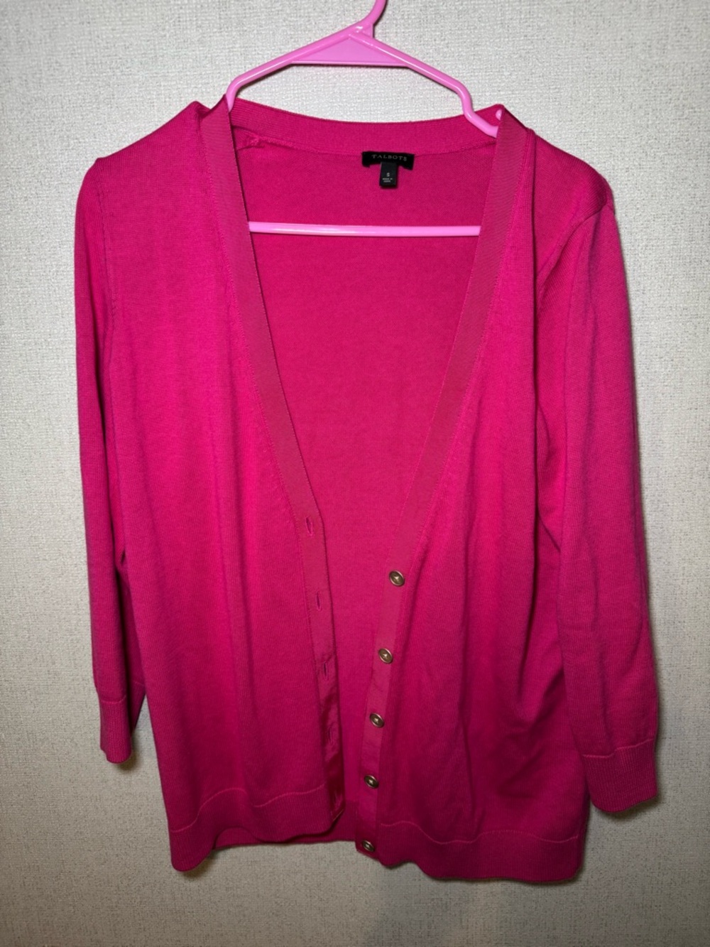 Talbots Hot Pink Button-Front Cardigan